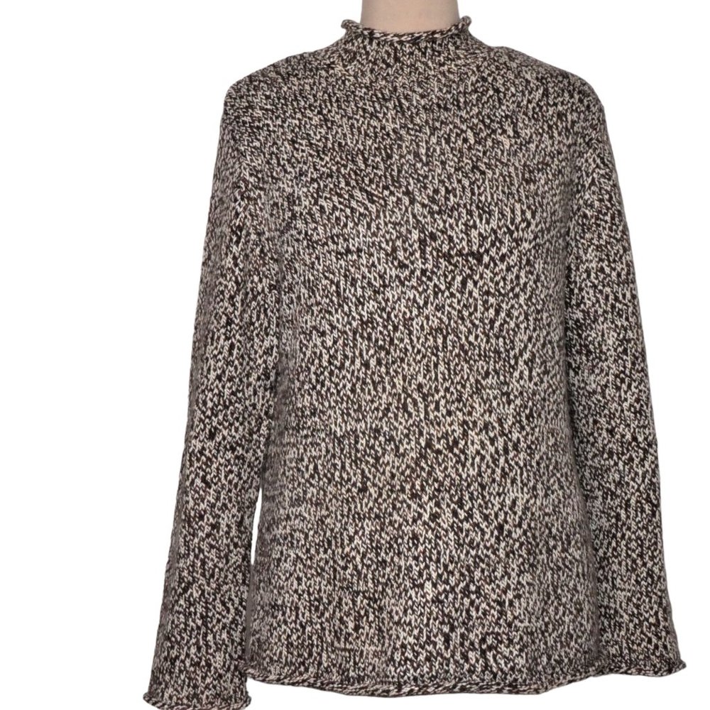 Jones New York Salt and Pepper Cotton  Blend Knit Sweater Size L